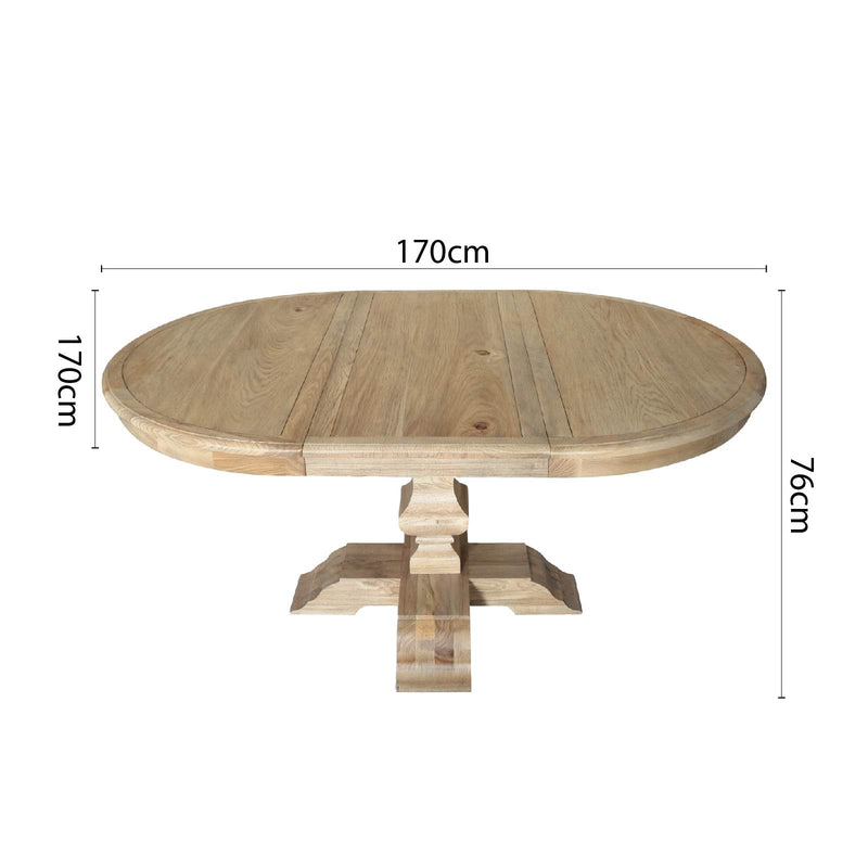French Provincial Farmhouse Extendable Round Pedestal Dining Table