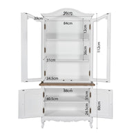 French Provincial Louis Vintage Glass Display Buffet and Hutch Cupboard Cabinet