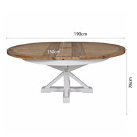 Hamptons Sorrento 150-190cm Round Extendabe Trestle Dining Table