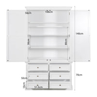 Hamptons Halifax 6 Drawer Wardrobe