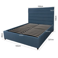 Contemporary Modern Heather Gas Lift Storage Queen Bed Frame