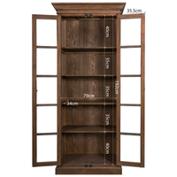 (Factory second)French Provincial Casement Double Door Glass Display Cabinet Bookcase
