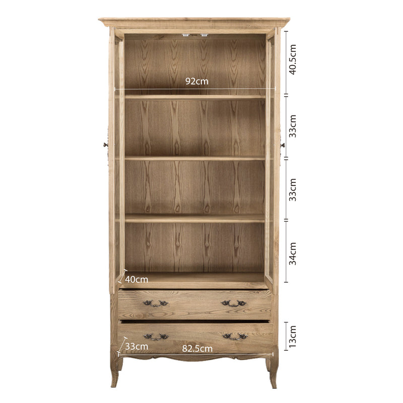French Provincial Display Cabinet & Bookcase Natural Ash/ Modular Design