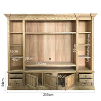 Hamptons Coastal Natural TV Entertainment Wall Unit Cabinet