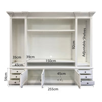 Hamptons Coastal TV Entertainment Wall Unit Cabinet