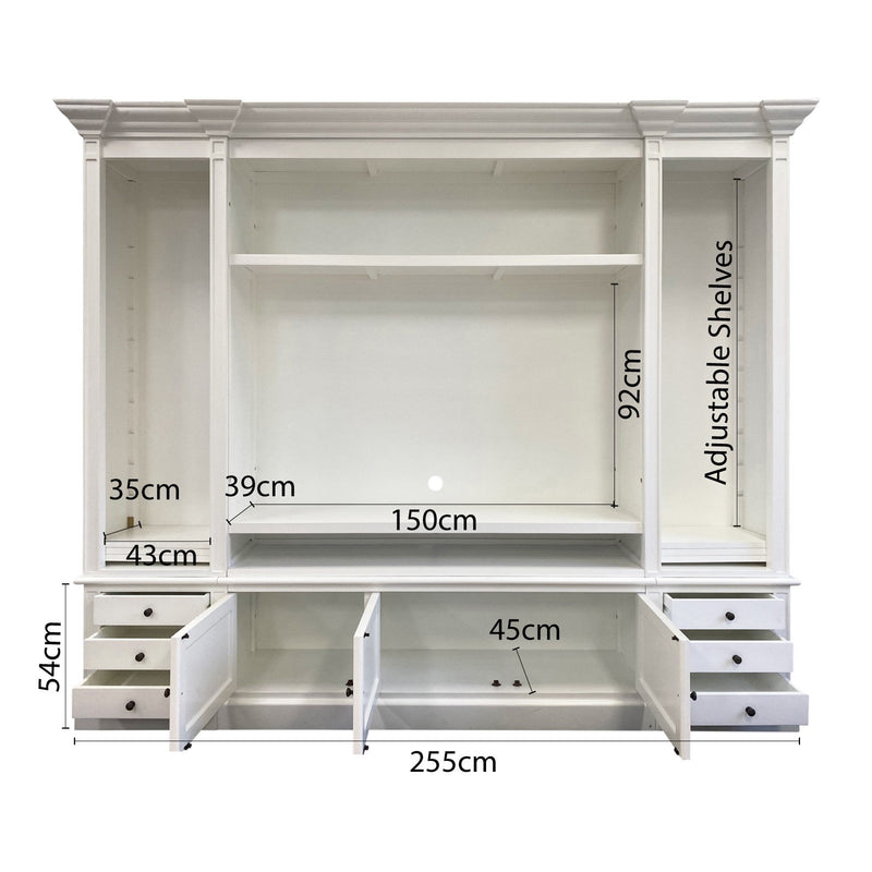 Hamptons Coastal TV Entertainment Wall Unit Cabinet