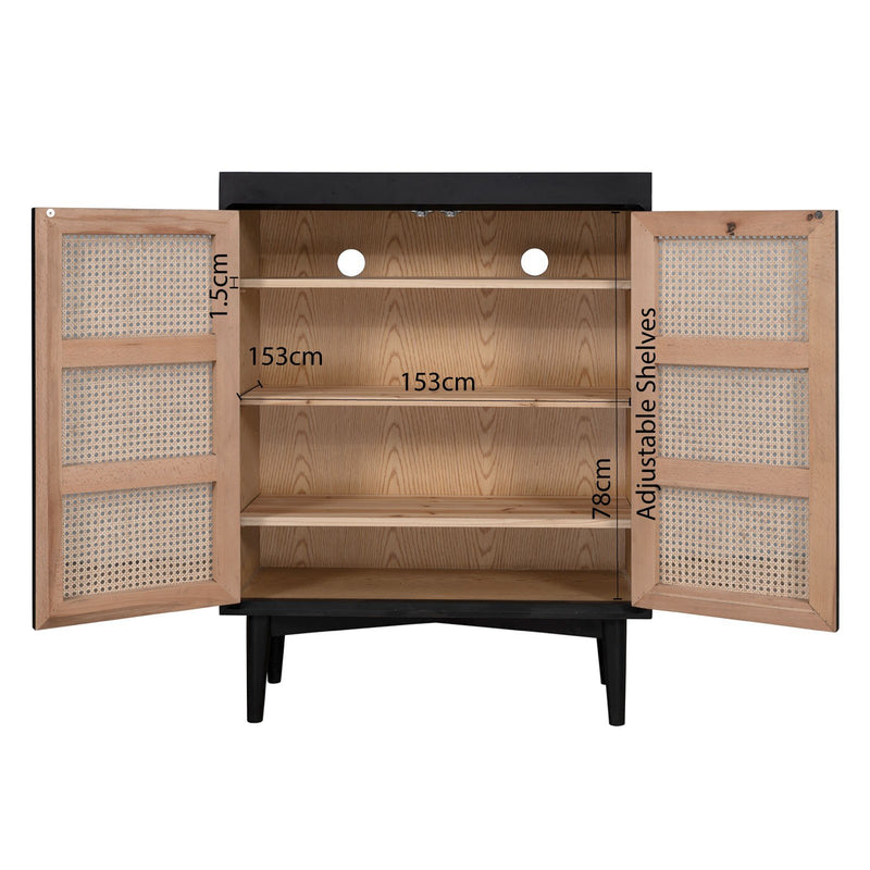 Contemporary Scandinavian Nordic Rattan Storage Cabinet