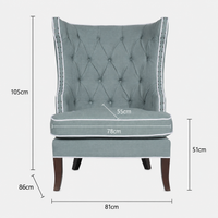 French Provincial Chesterfield Oxford Upholstered Wingback Lounge Armchair Sofa