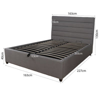 Contemporary Modern Heather Gas Lift Storage Queen Bed Frame