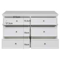 Hamptons Coastal Seaside 6 Drawer Chest Tallboy Cabinet