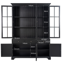 Hamptons Coastal Buffet and Hutch Glass Display Cabinet Bookcase