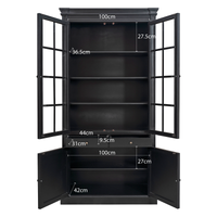 Hamptons Coastal 2 Glass Door Display Cabinet Bookcase