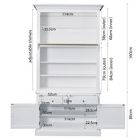 Hamptons Halifax Open Extendable Bookcase with Ladder 486-604cm