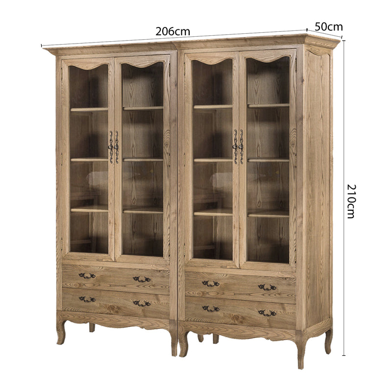 French Provincial Display Cabinet & Bookcase Natural Ash/ Modular Design