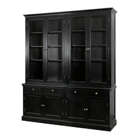 Hamptons Halifax 2 Glass Door Hutch Display and Buffet Cabinet Bookcase Cupboard