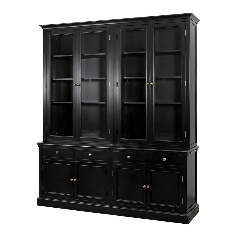 Hamptons Halifax 2 Glass Door Hutch Display and Buffet Cabinet Bookcase Cupboard