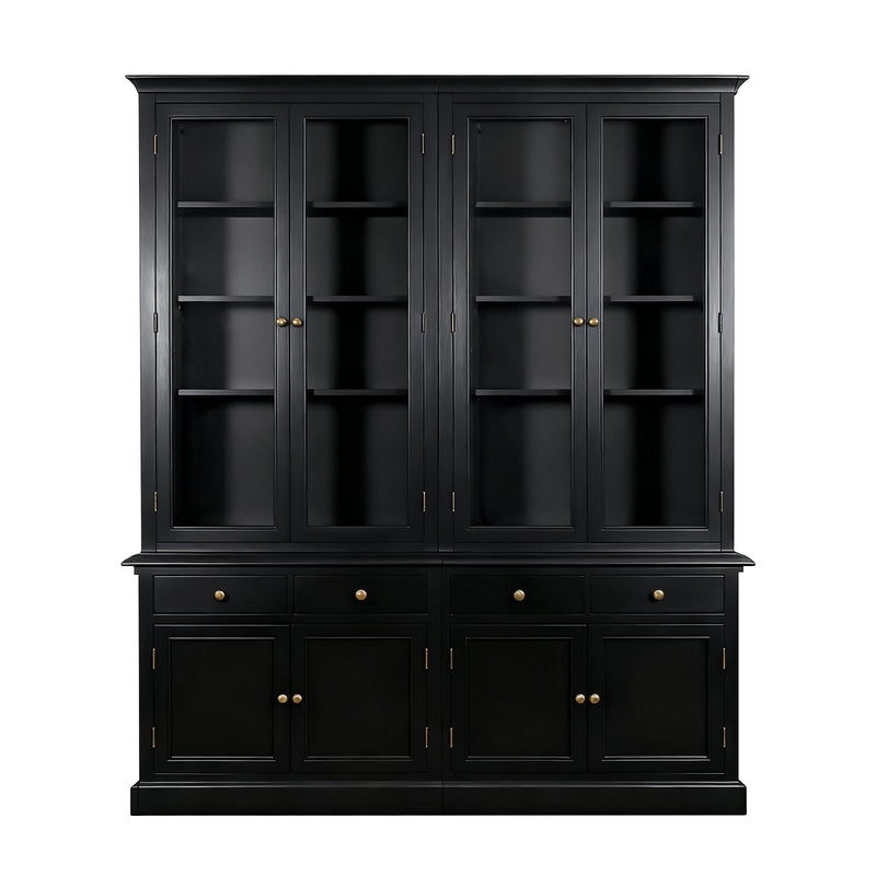 Hamptons Halifax 2 Glass Door Hutch Display and Buffet Cabinet Bookcase Cupboard