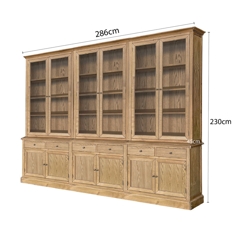 Hampton Halifax 2 Glass Door Hutch Display and Buffet Cabinet Bookcase Cupboard