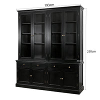 Hampton Halifax 2 Glass Door Hutch Display and Buffet Cabinet Bookcase Cupboard