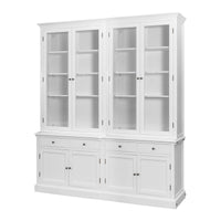 Hamptons Halifax 2 Glass Door Hutch Display and Buffet Cabinet Bookcase Cupboard