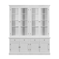 Hamptons Halifax 2 Glass Door Hutch Display and Buffet Cabinet Bookcase Cupboard