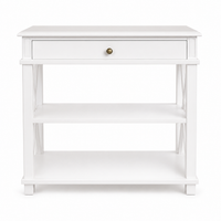 Hamptons Coastal Cross 1 Drawer Bedside Table with Shelf