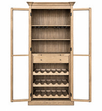 Hamptons Glass Door Display Wine Bar & Drink Cabinet with Storage, Wine Rack, Glass Holders & Pull-Out Trays 110cm Wide