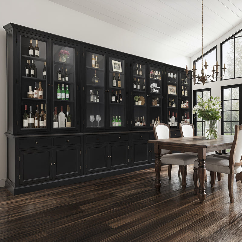 Hamptons Halifax Glass Door Hutch Modular Display Buffet Cabinet Bookcase Cupboard