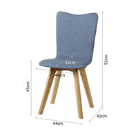 Contemporary Scandinavian Fyn Set of 2 Blue Upholstered Modern Fabric Dining Chairs