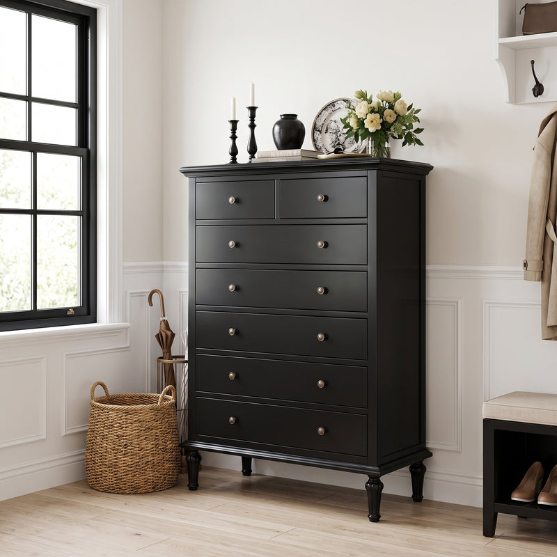 Hamptons Heritage / Providence  7 -Drawer Tallboy Dresser with Classic Turned Legs