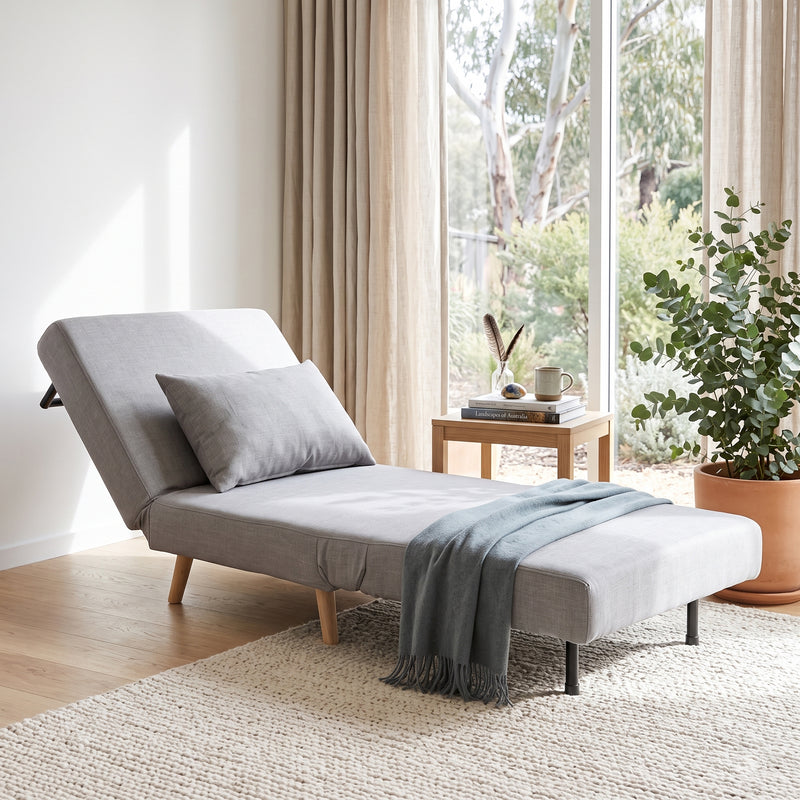 Contemporary Modern Siesta 1.5 Seater Versatile linen Lounge Sofa Bed