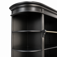 French Provincial Grand Library Bookcase Cabinet with Ladder & Curved Side Detailing Display