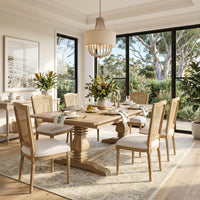 Classic Hamptons Natural Ash Extendable Pedestal Dining Table 180–260cm Solid Hard Wood
