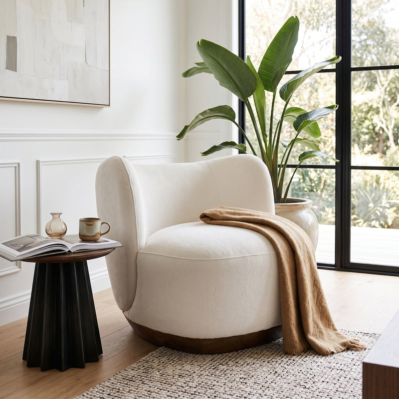 Contemporary Cozy Modern Tulip Blossom Upholstered Accent Chair