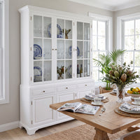 Hamptons Coastal Buffet and Hutch Glass Display Cabinet Bookcase