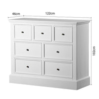 Hamptons Halifax 7 Drawer Chest Tallboy Cabinet