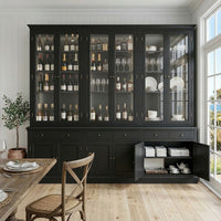 Hampton Halifax 2 Glass Door Hutch Display and Buffet Cabinet Bookcase Cupboard