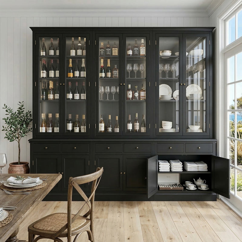 Hampton Halifax 2 Glass Door Hutch Display and Buffet Cabinet Bookcase Cupboard