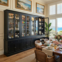 Hamptons Halifax Glass Door Hutch Modular Display Buffet Cabinet Bookcase Cupboard