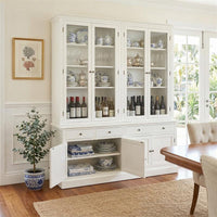 Hampton Halifax 2 Glass Door Hutch Display and Buffet Cabinet Bookcase Cupboard