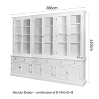 Hampton Halifax 2 Glass Door Hutch Display and Buffet Cabinet Bookcase Cupboard