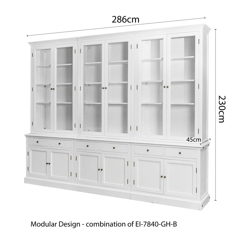 Hampton Halifax 2 Glass Door Hutch Display and Buffet Cabinet Bookcase Cupboard