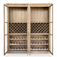 Hamptons Glass Door Display Wine Bar & Drink Cabinet with Storage, Lattice Wine Rack,Glass Holders & Bottle Trays 110cm Wide
