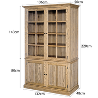 Hamptons Coastal Hutch Glass Display Cabinet Bookcase and Buffet Cupboard