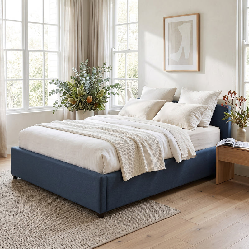Contemporary Modern Skye Upholstered Storage Gas Lift Queen Bed Base