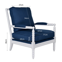Hamptons Coastal Bobbin Linen and Timber Armchair