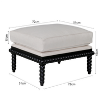 Hamptons Coastal Bobbin Line and Timber Ottoman Stool