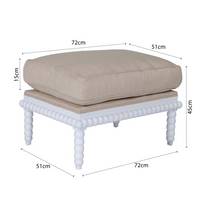 Hamptons Coastal Bobbin Line and Timber Ottoman Stool