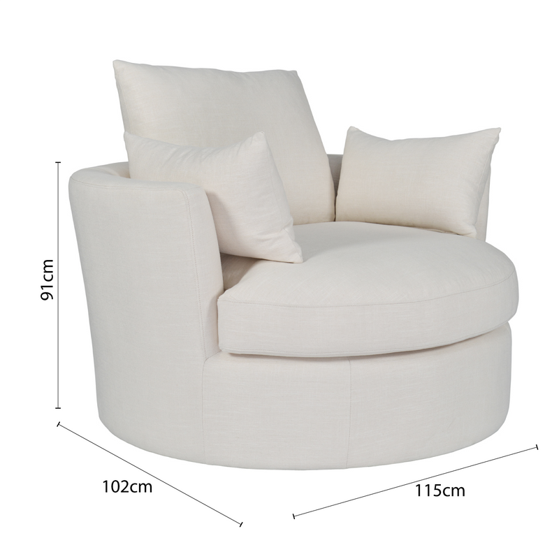 Contemporary Modern Austin Swivel Linen Snuggle Armchair