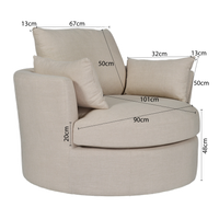 Contemporary Modern Austin Swivel Linen Snuggle Armchair